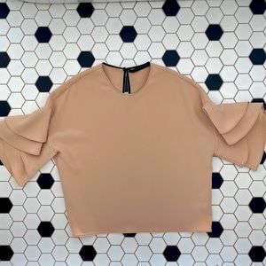 ZARA | CROPPED BLOUSE WITH FLUTTER SLEEVE DETAIL